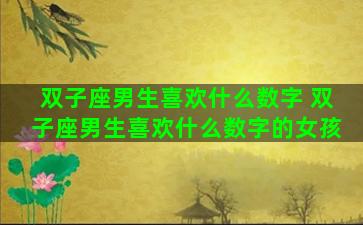 双子座男生喜欢什么数字 双子座男生喜欢什么数字的女孩